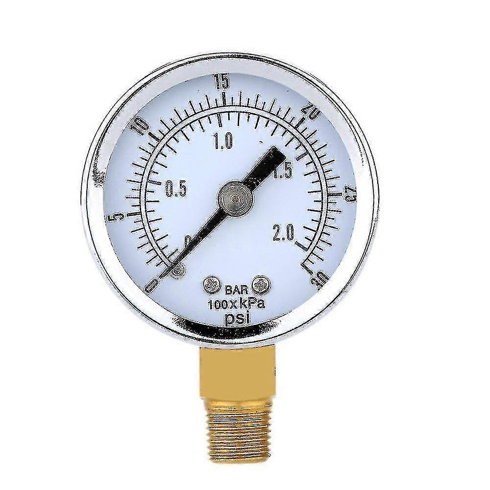 2024 Manometer - 0 - 30 Psi 0 - 2 Bar Mini Dial Gauge Kompressormålere Hydraulisk manometer Gage Double Scale Sort