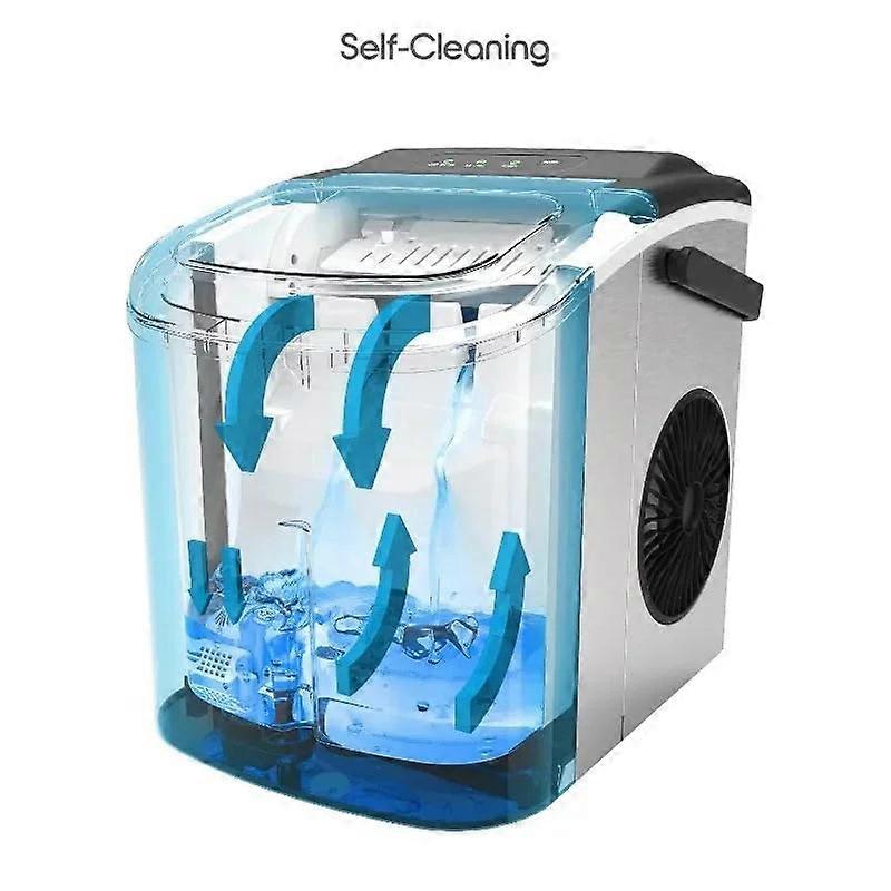 Portable Countertop Ice Cube Maker - Self-cleaning, Makes 9 Cubes In 6 Minutes, 26.5 Lbs/24 Hrs For Home, Kitchen, Party