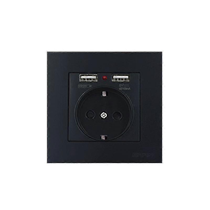 Eu Socket With Dual Usb Ports Panel Outlet