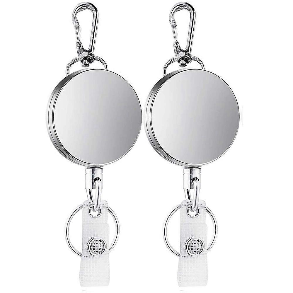 2Pcs Retractable Pull Key Ring ID Lanyard Name Tag Card Holder Reel Belt Clip