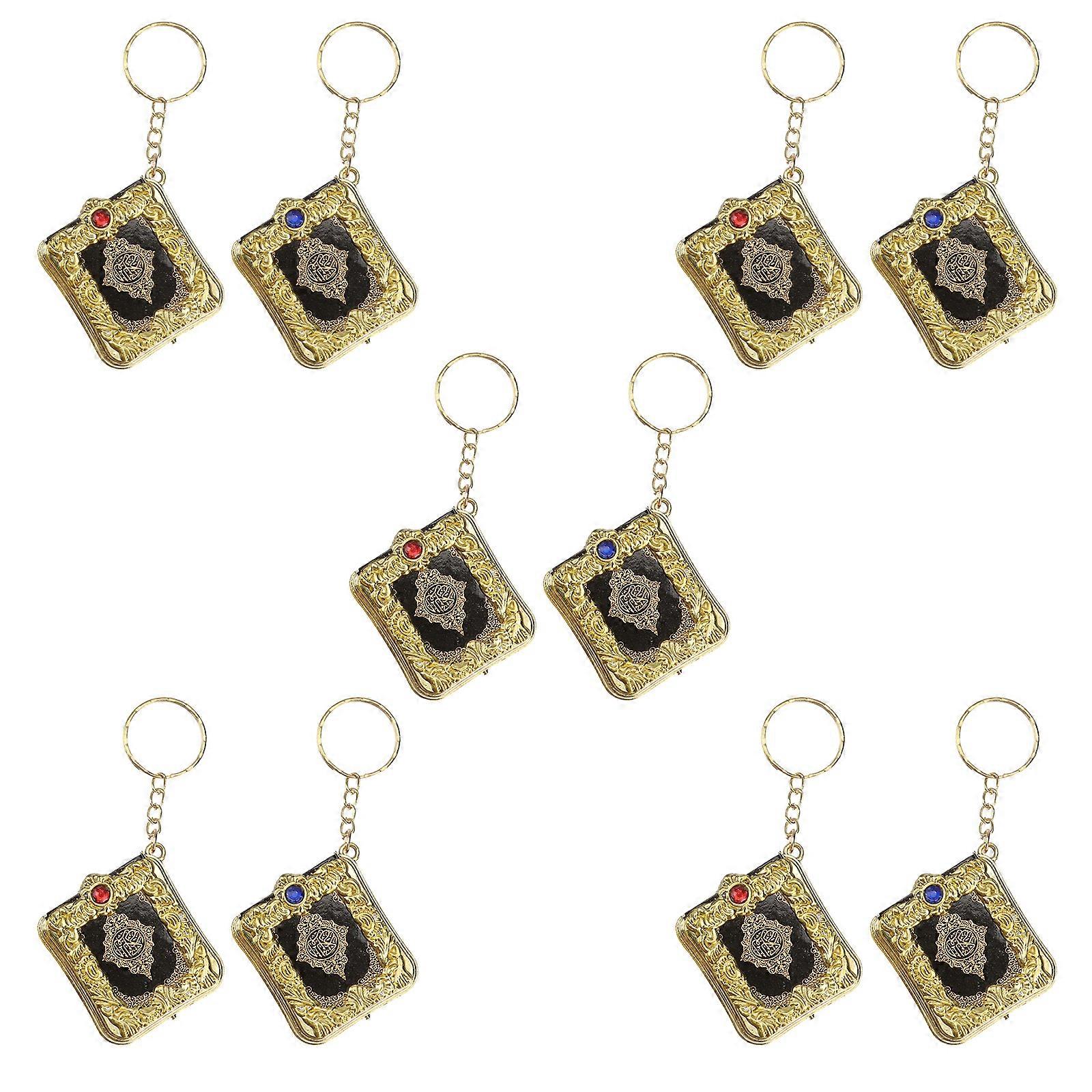 10pcs Quran Koran Book Pendant Vintage Keychain Religion Keyring Golden