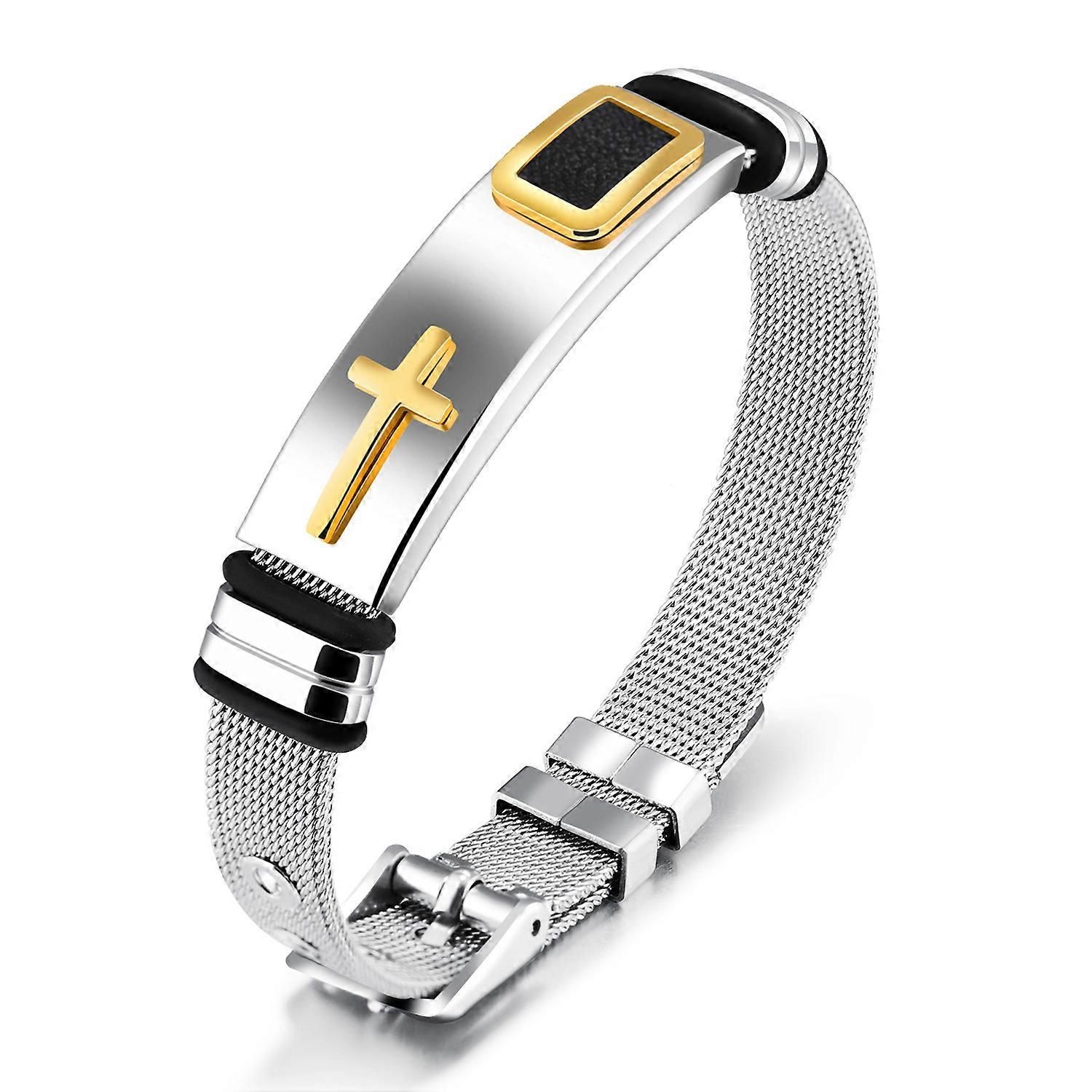 Bracelet croix en acier inoxydable