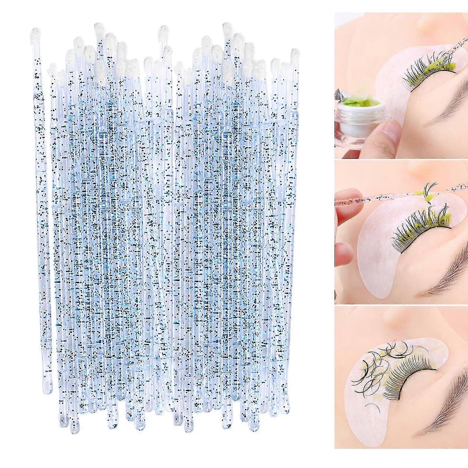 Micro Applicators Brushes Disposable For Eyebrow Eyelash Extensions Blue