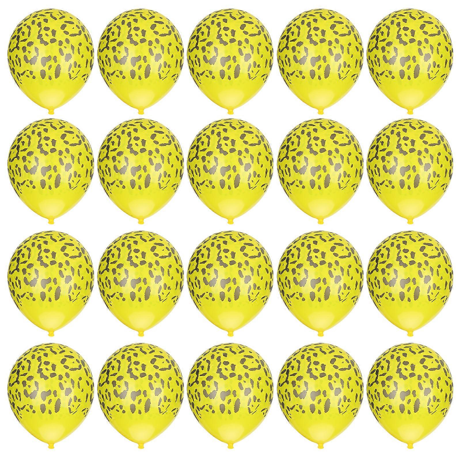 20Pcs Animal Pattern Balloons Round Latex Balloons Decoration for Birthday/PartyYellow for Leopard Pattern