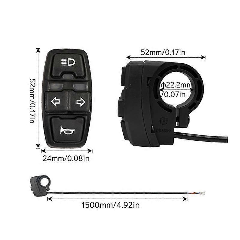 Electric Bike Scooter Light Switch Ebike Lamp and Horn Switch DK336 for Motorcycle Button can Control Turn Signal Light