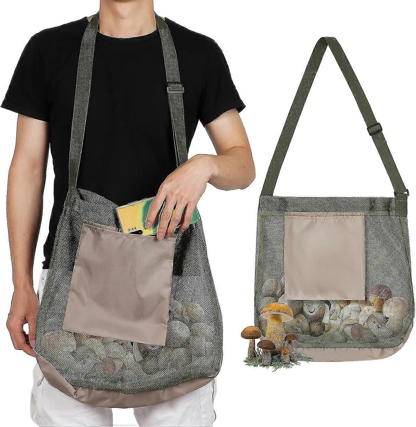 Svampejagttaske, svampefoderpose, høstpose til netfoderpose, sammenklappelig plukkepose til frugtindsamling