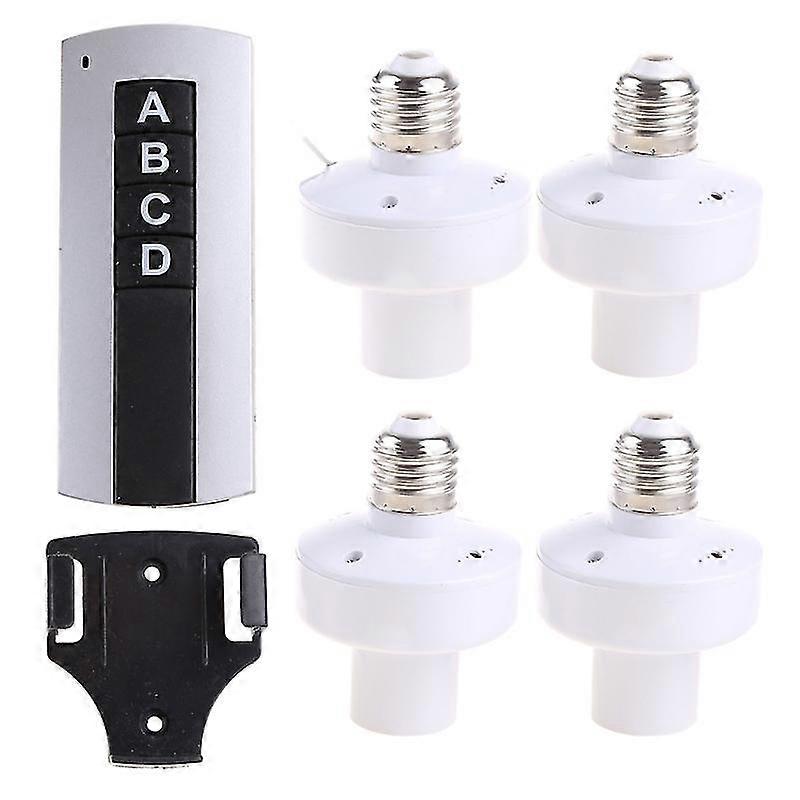 4pcs Wireless Remote Control Light E27 Lamp Bulb Holder Cap Socket Switch New
