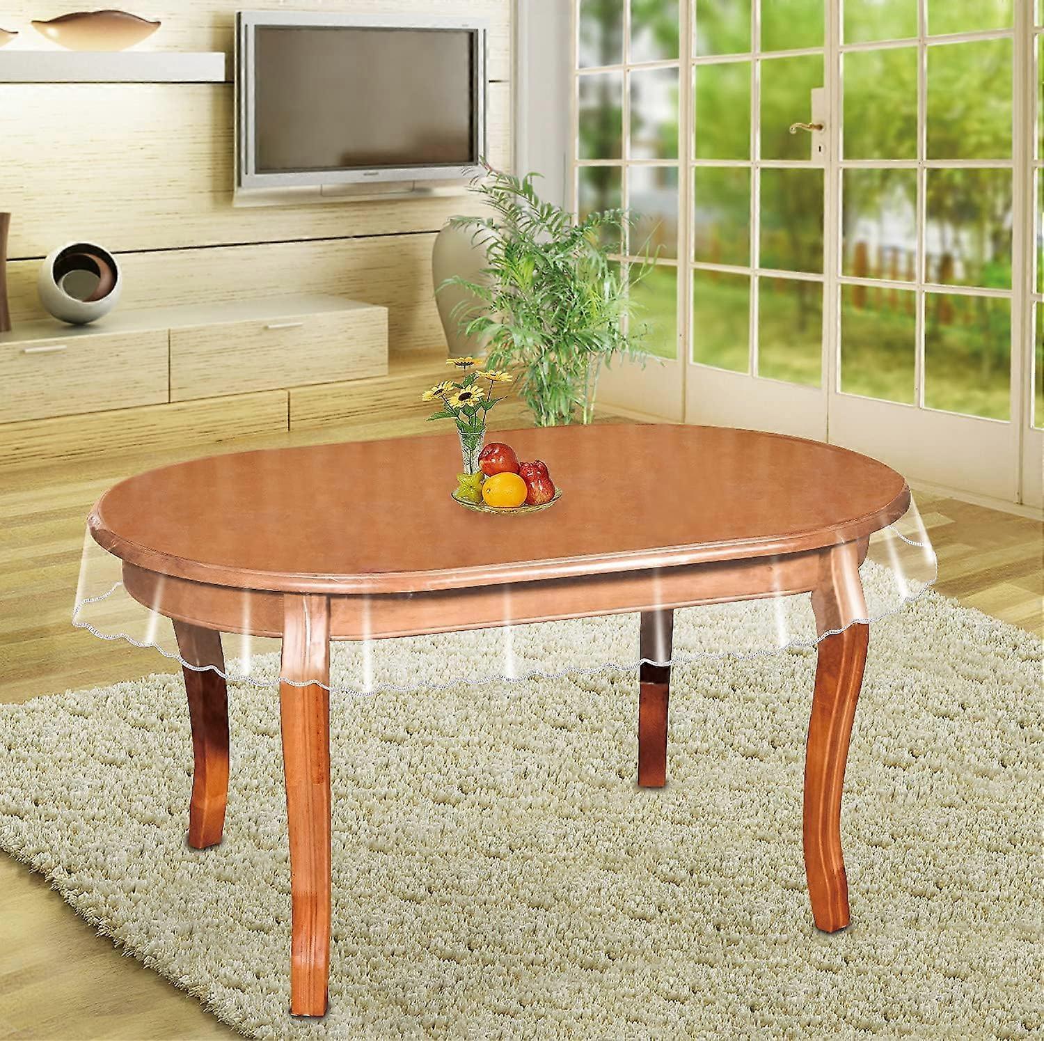 Clear Vinyl Tableface Protector Oval Kitchen Impermeabil Clear Plastic Oval Table Cover
