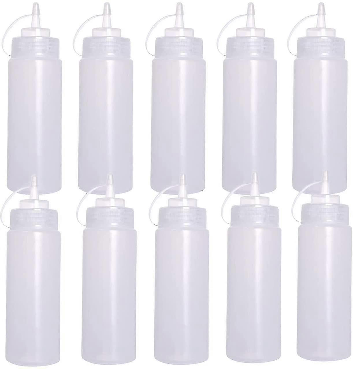 10 Pcs Condiment Squeeze Bottles, Plastic Sauce Bottles 240ml, Sauce Bottle