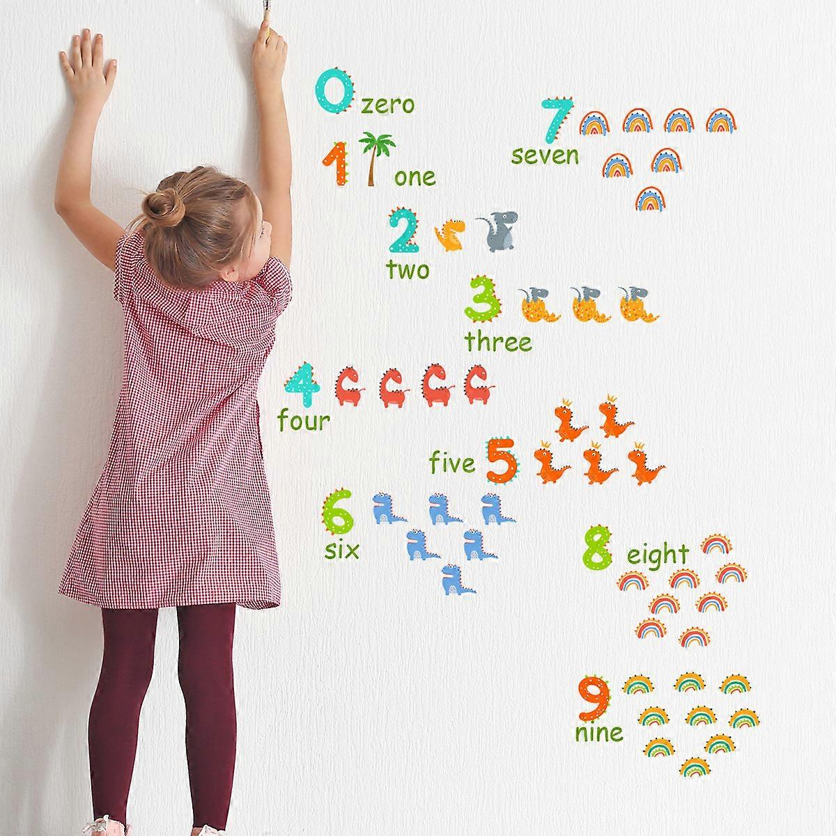 Cartoon Dinosaur Number Wall Decals, DIY