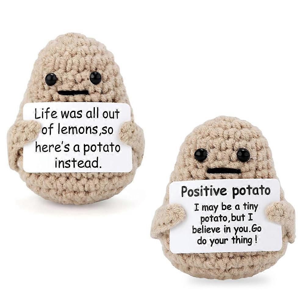 Mini Funny Positive Life Potato, 3" Interesting Knitted Wool Potato Doll Creative Cute Potato for Birthday Gifts Encouragement