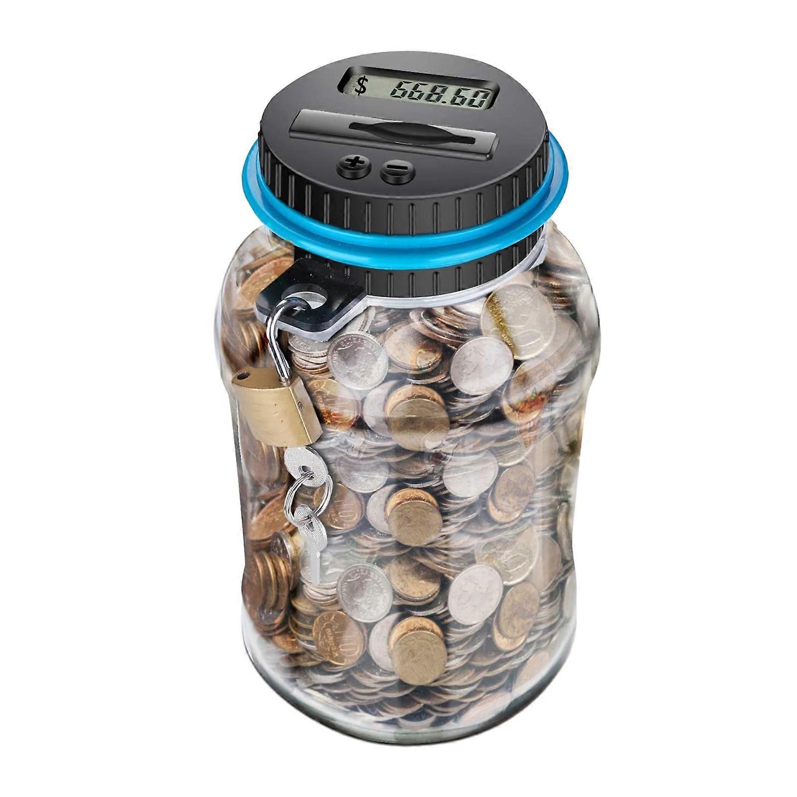 Money Box with Lock LCD Digital Counter 2.5L Capacity Clear Plastic Safe Coins Saving Pot Piggy Bank Home Supplies KAESI