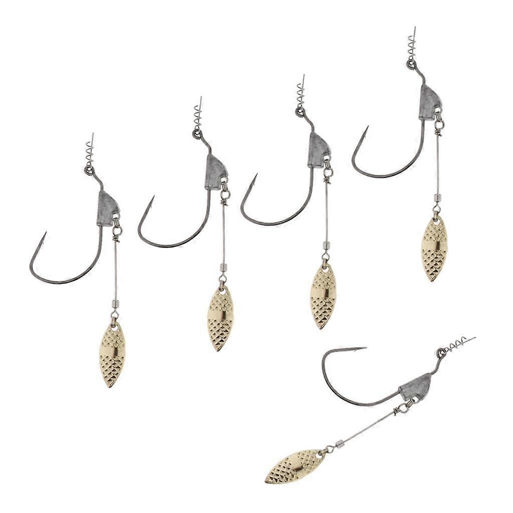 5pcs Weighted Fishing Hooks with Lead Spoon Spring for Swimbaits 7.6g