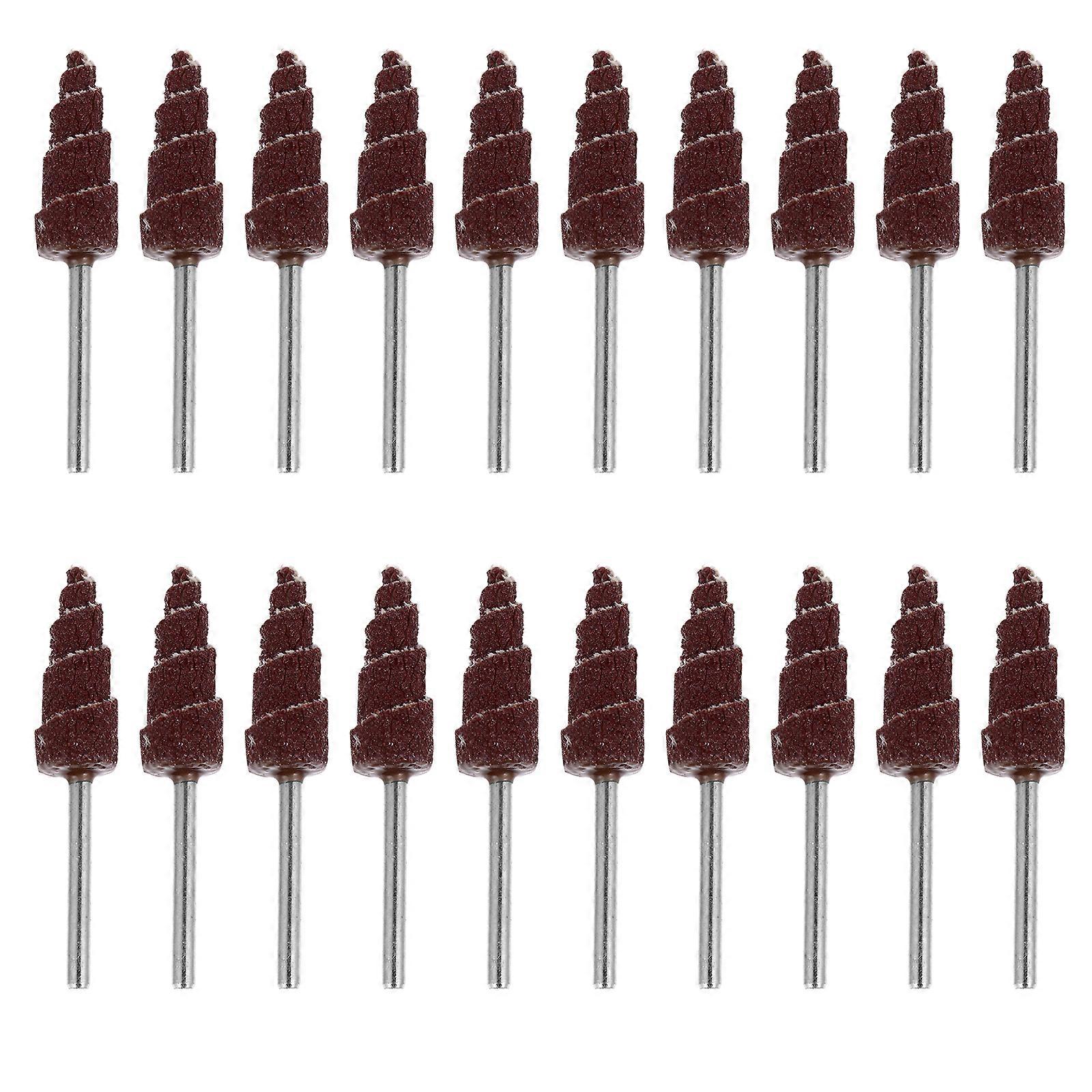 20pcs Cone Shape Abrasive Flap Wheel with Handle for Deburring Sanding