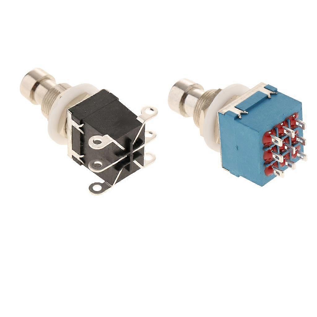 2 Stück Gitarren Effekte Pedal Box Stomp Fuß Metall Schalter True Bypass mit elastischem Material 9-polig + 6-polig