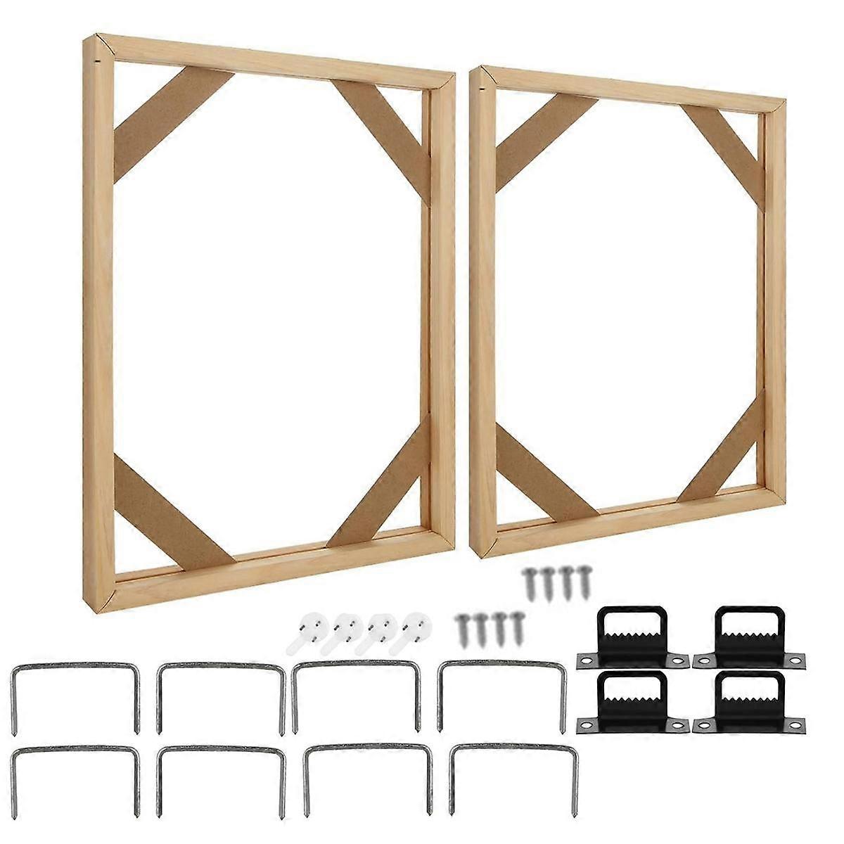 2 Set DIY Massivt Trä Canvas Frame Kit, 16X20 Inch Canvas Frame Stretcher Bars Trä för oljemålningar, tryck och affischer