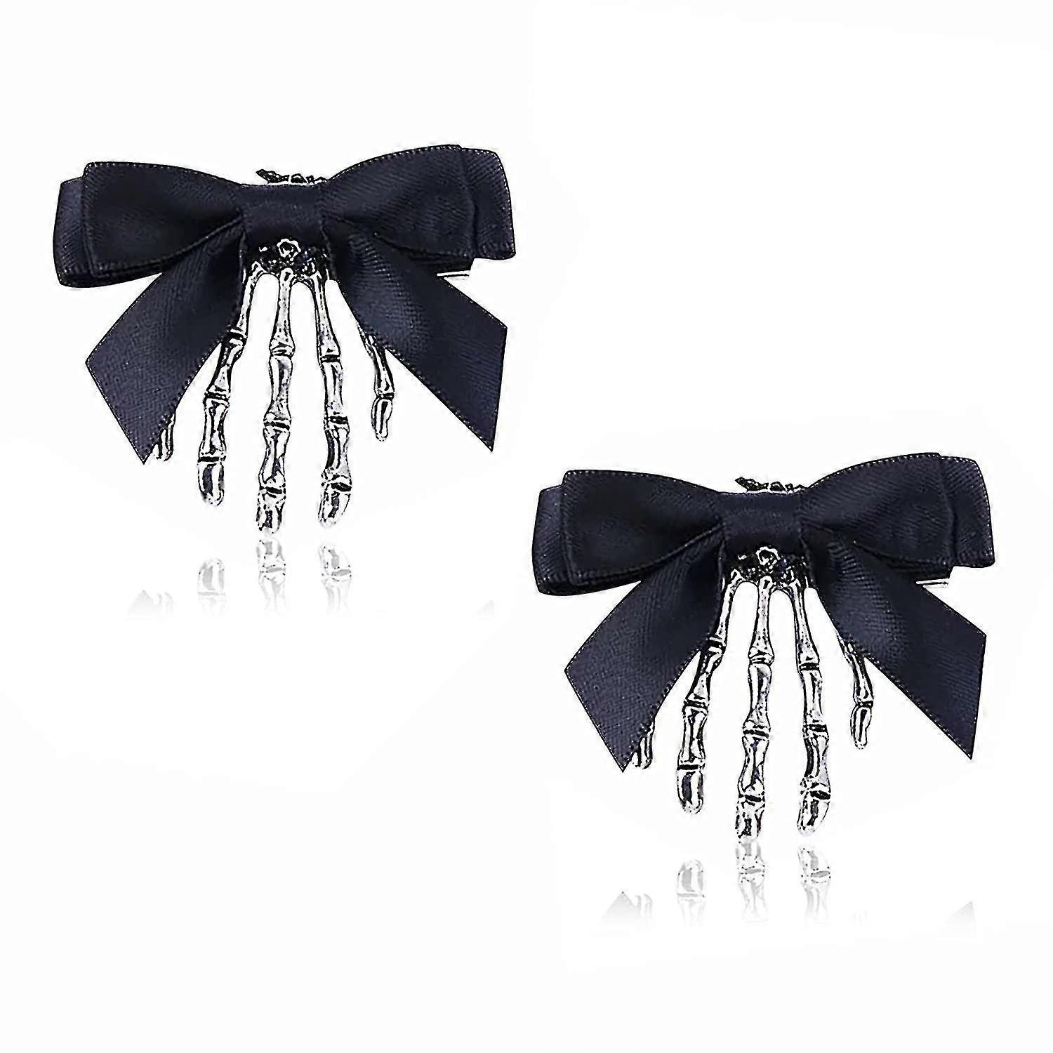 2 قطع هيكل عظمي الشعر كليب مخلب الهيكل العظمي اليد الشعر كليب العظام مقاطع مخيف الجمجمة القوطي الشعر كليب اكسسوارات الشعر ل