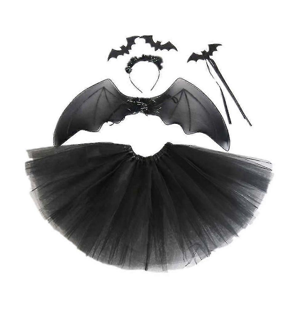 4 Set Bat Wings Kostým Doplněk Černá křídla Set Šaty