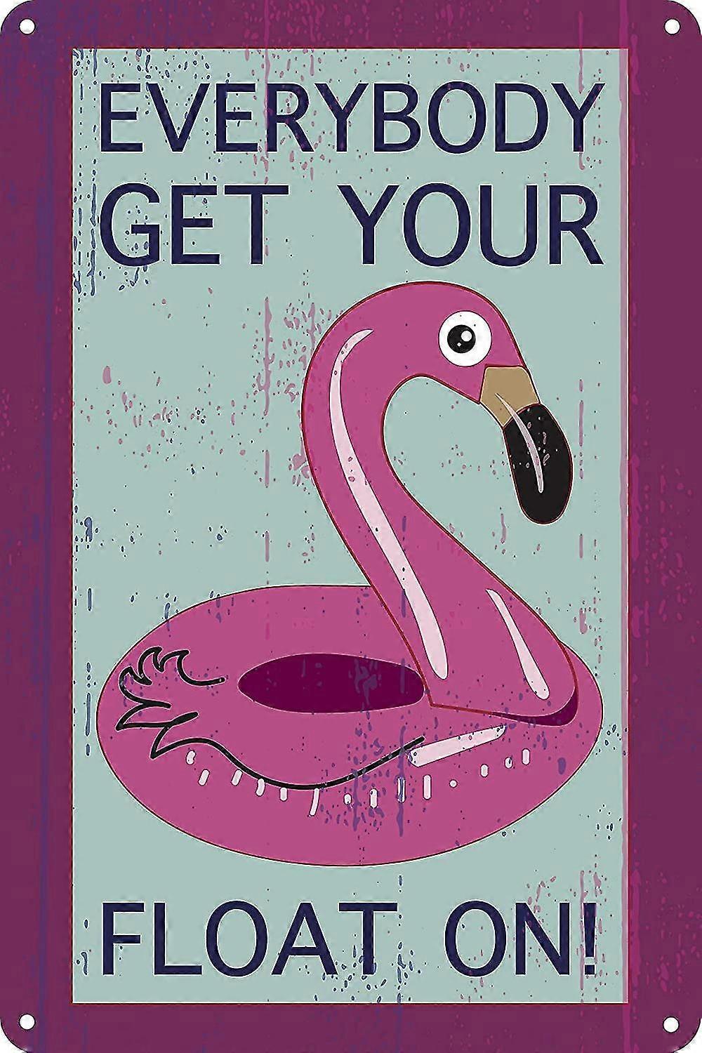 Obtenha seu flutuador em 8x12 polegadas OU 12x16 polegadas Pool Sign Pink Flamingo Pool Float Decor Aluminum Sign Hom
