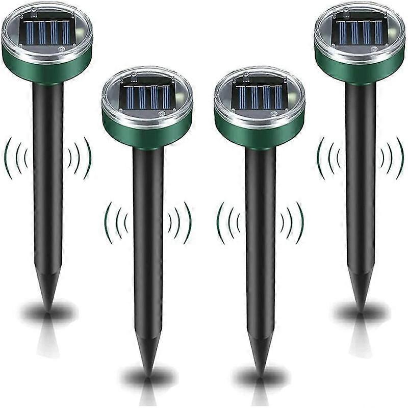 Solar Mole Repeller, 4 Pieces Ultrasonic Pest Repeller - Mole Control with IP44 Waterproof, Mole Repellent Garden Mole Repeller
