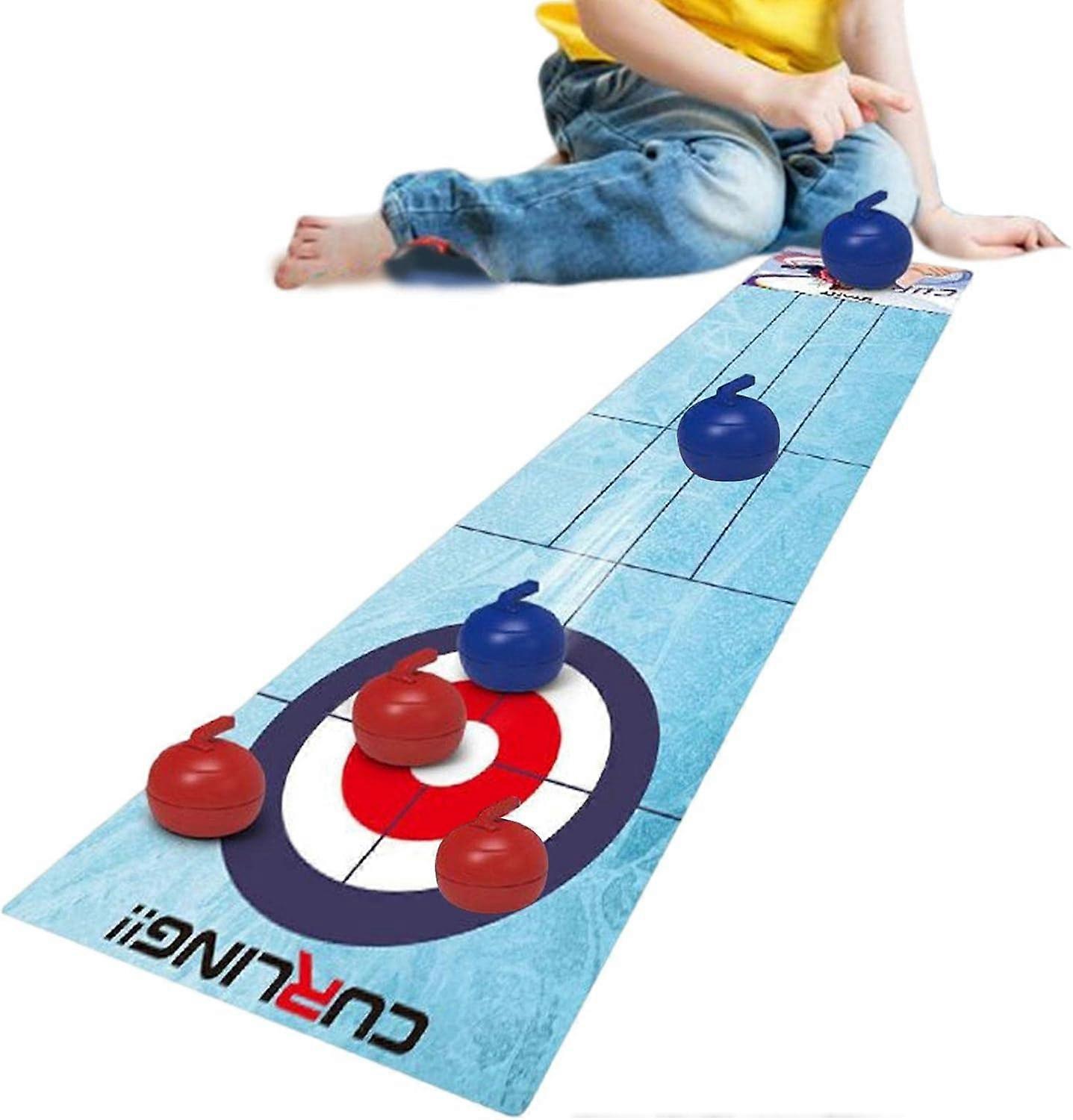 Table Curling - Curling Table Games Kit for Adults - Table Top Fun Family Party Games Curling Board Game Sets for Travel and Indoor