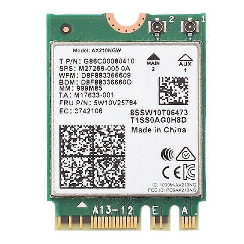 Carte réseau AX210 AX210NGW M.2 NGFF 2,4 GHz/5G Wi-Fi 6E 2 400 Mbps, adaptateur Wi-Fi 802.11Ax Bluetooth 5.2