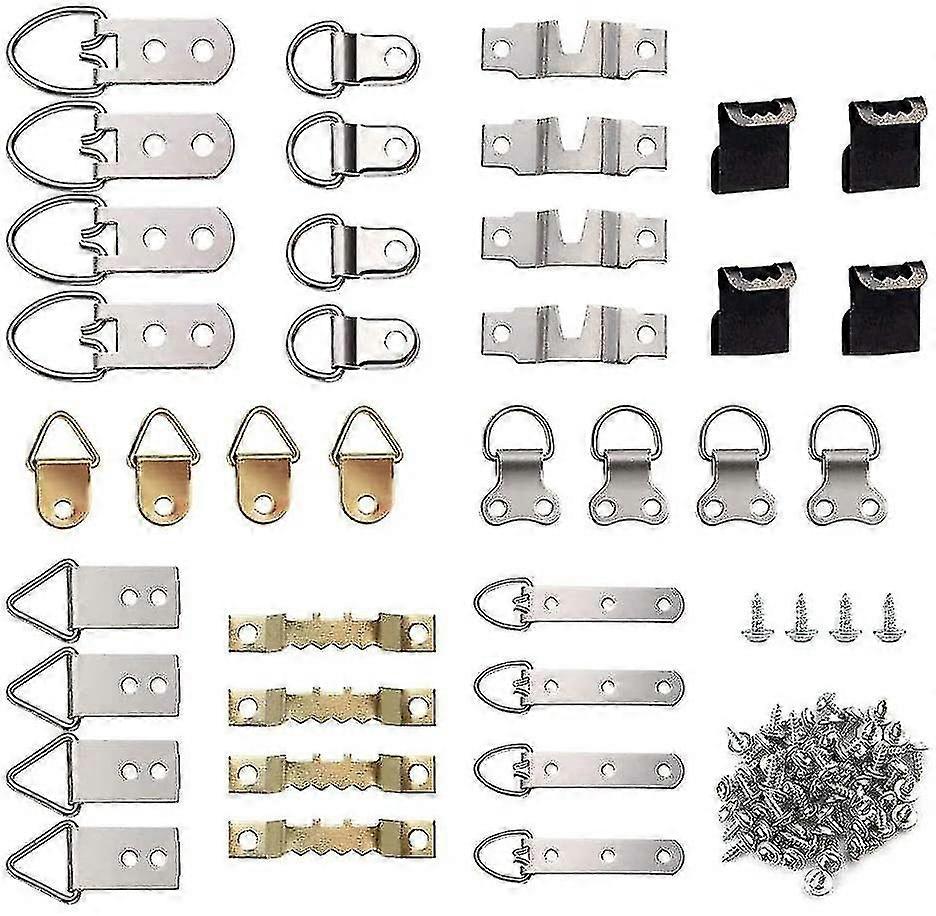 96 Pcs Picture Hanging Hooks Kit, Heavy Duty 9 Models Picture Frame Hangers Hooks With Screws And Storage Box For Photo Picture Hanging Painting