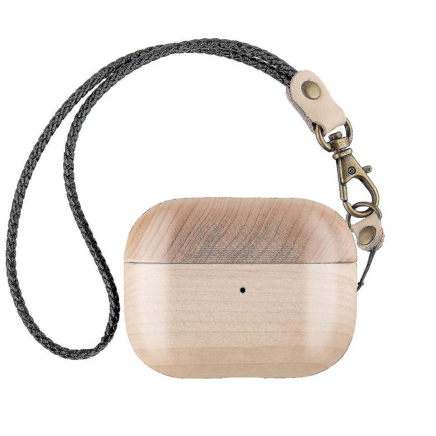 Custodia in legno creativa compatibile con Airpods 2/Airpods 1/Airpods Pro con corda per appenderla