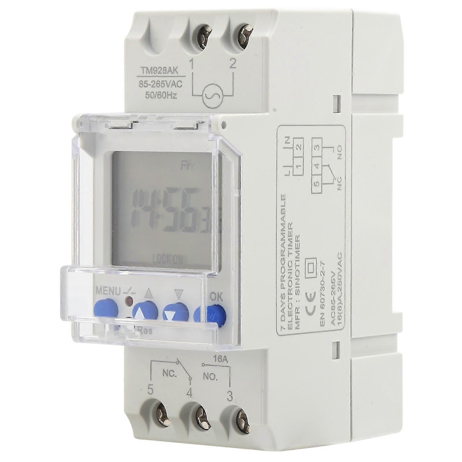 Digital Analogue Timer Switch 16A 85-265V - Programmable with Large Screen Display