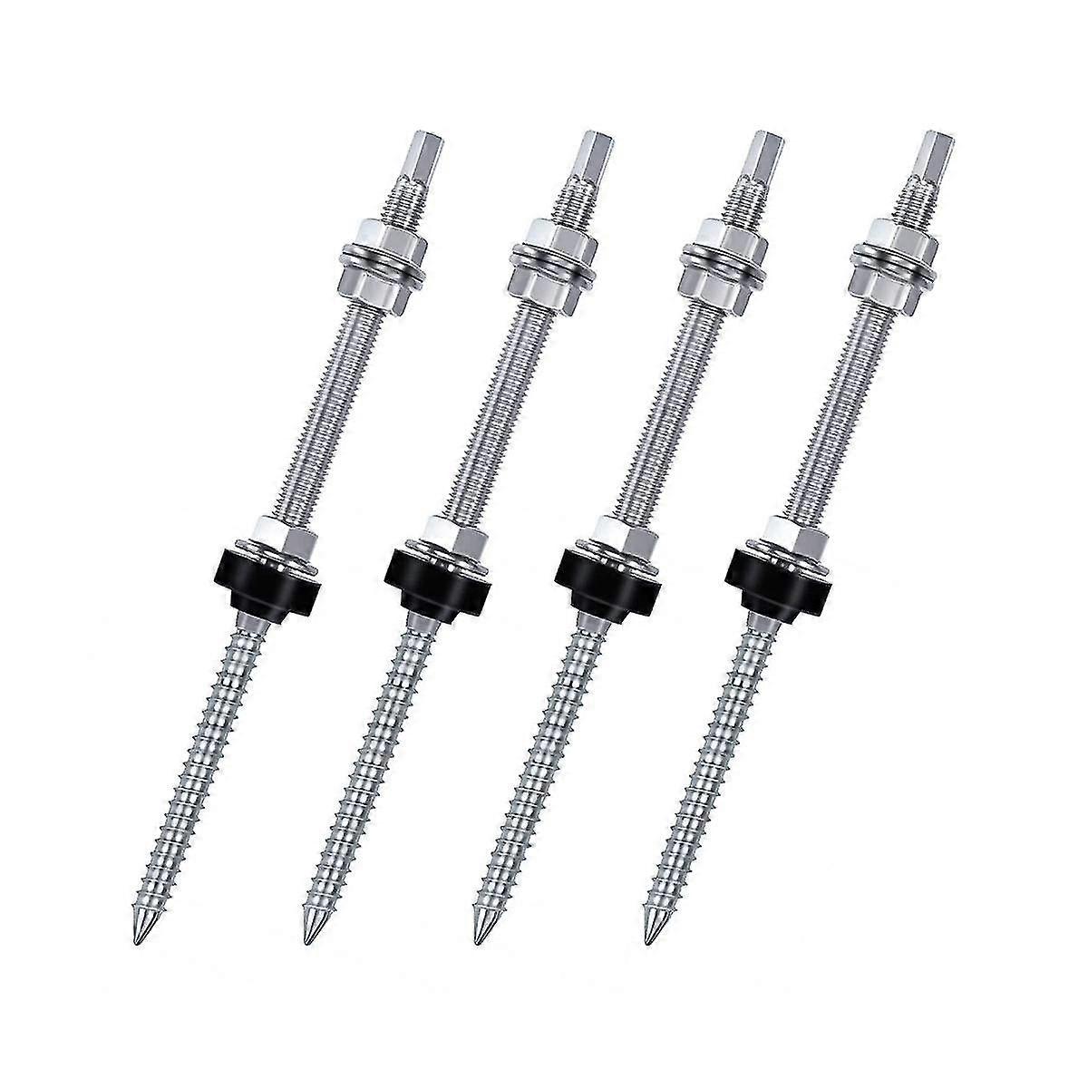 Hanger Bolts, M10 X 250 Mm, Pre-assembled, V2a, Height-adjustable, For Photovoltaic Solar Mounting