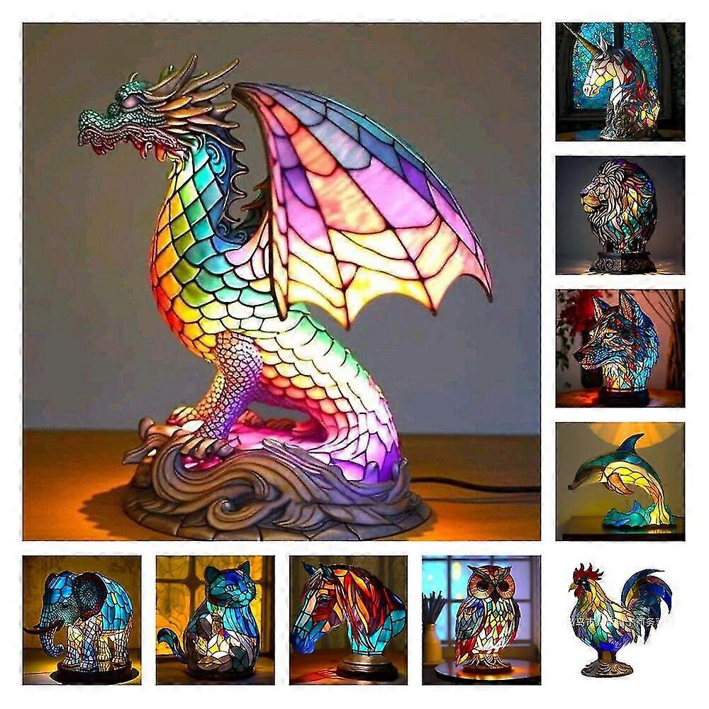 Tier Tischlampe Serie gebeizt gebeiztes Nachtlicht Retro Schreibtischlampen Geschenk-q