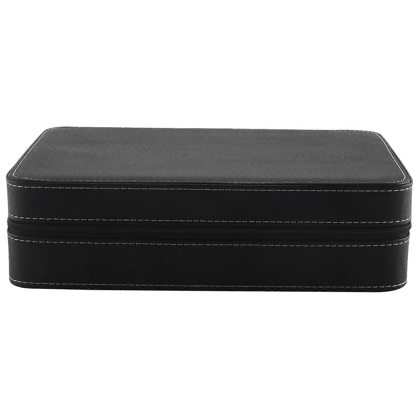 Portable Watch Box Organizer PU Leather Casket with Zipper Classic Style 10 Grids Multi-Functional