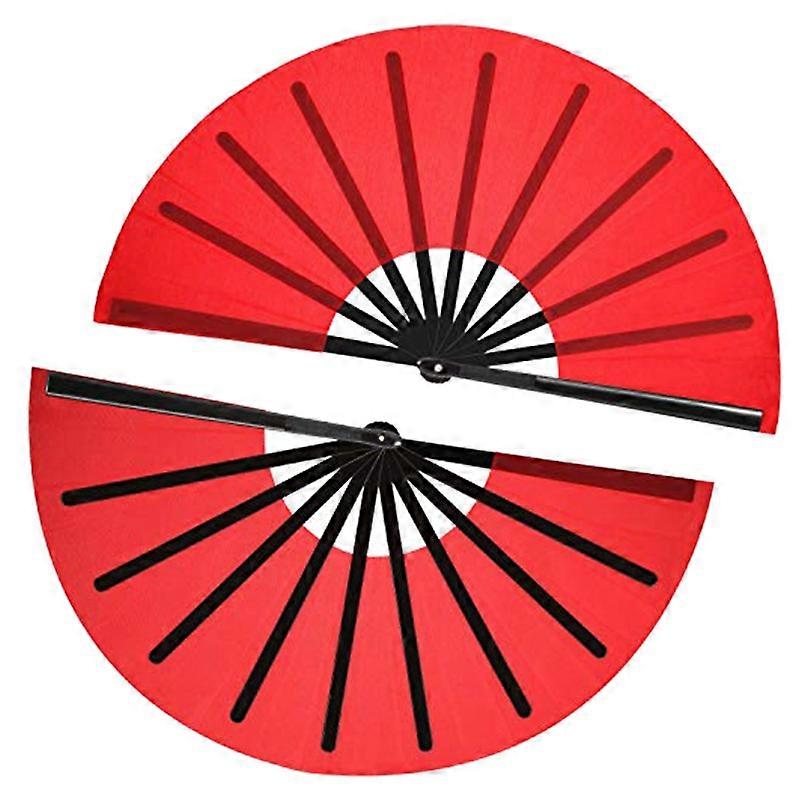 2 Pieces Folding Fan Nylon Cloth Handheld Folding Fan Kung Tai Fan Decoration Fold Hand Fan for Par