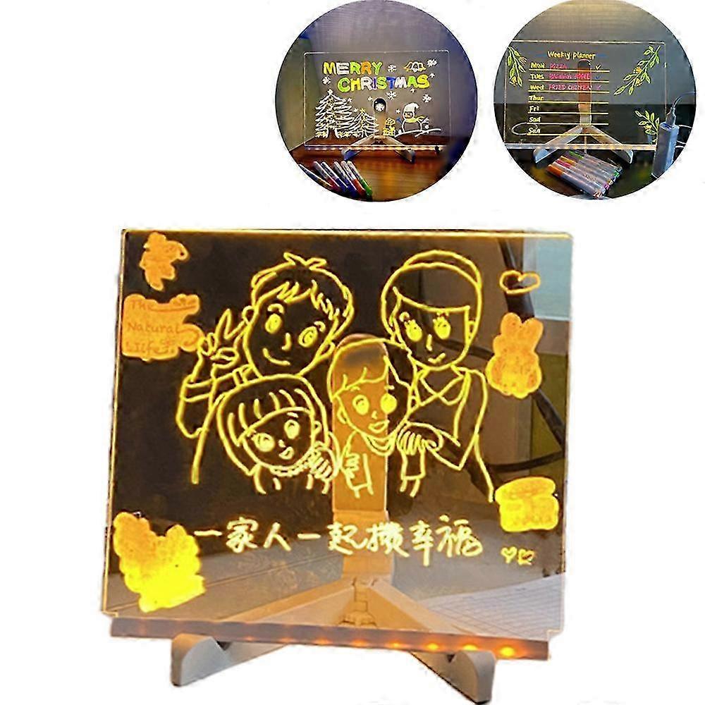 لوحة ملاحظة LED بألوان ، لوح محو جاف من الأكريليك مع أقلام 1/7 للمكتب المنزلي