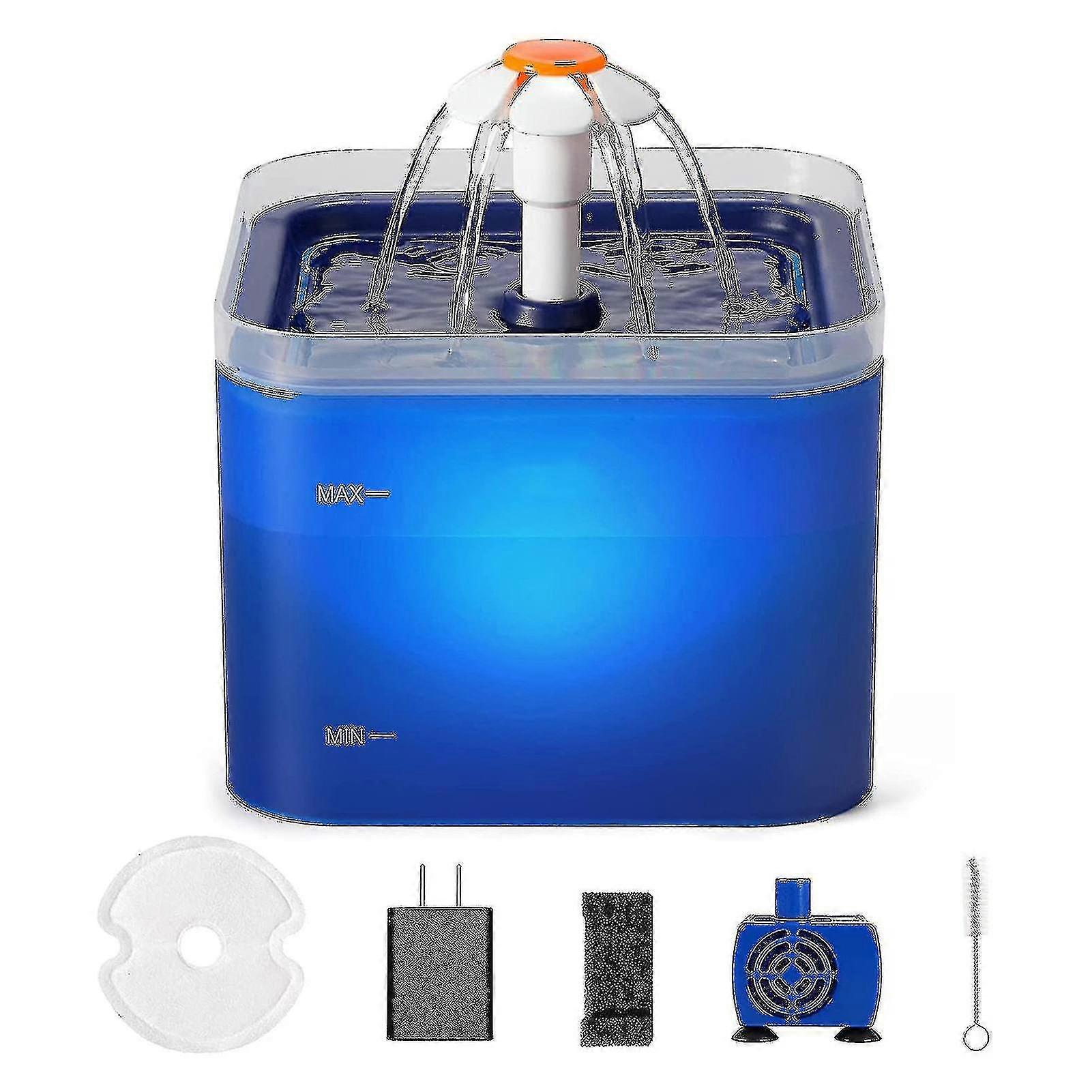 Cat Water Fountain With Led Light 67oz/2.0l Ultra Quiet Cat Drinking Fountain With Filter Automatic