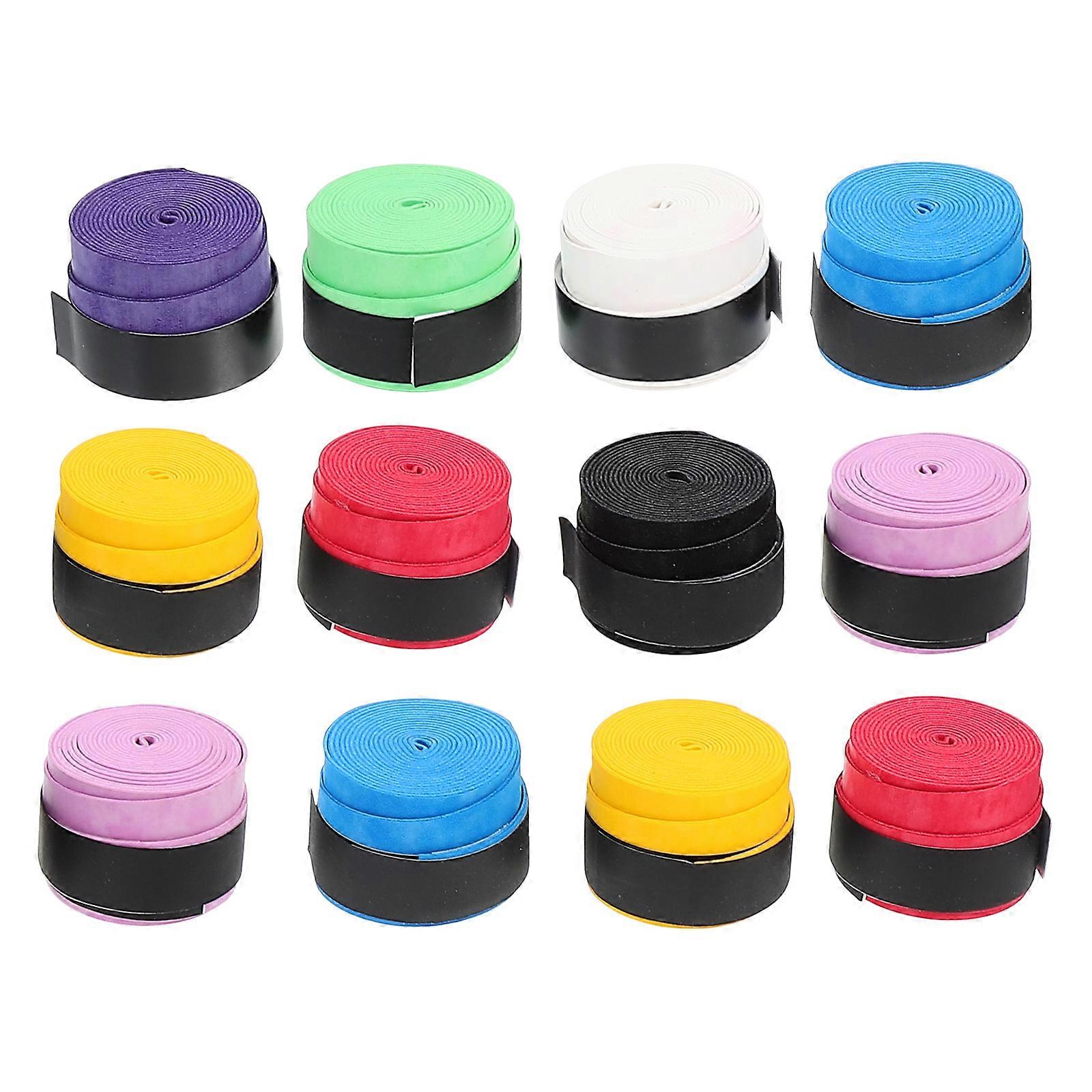 12pcs Racket Overgrips Anti-slip Tennis Racket Overgrips Sweatband Grip Tape