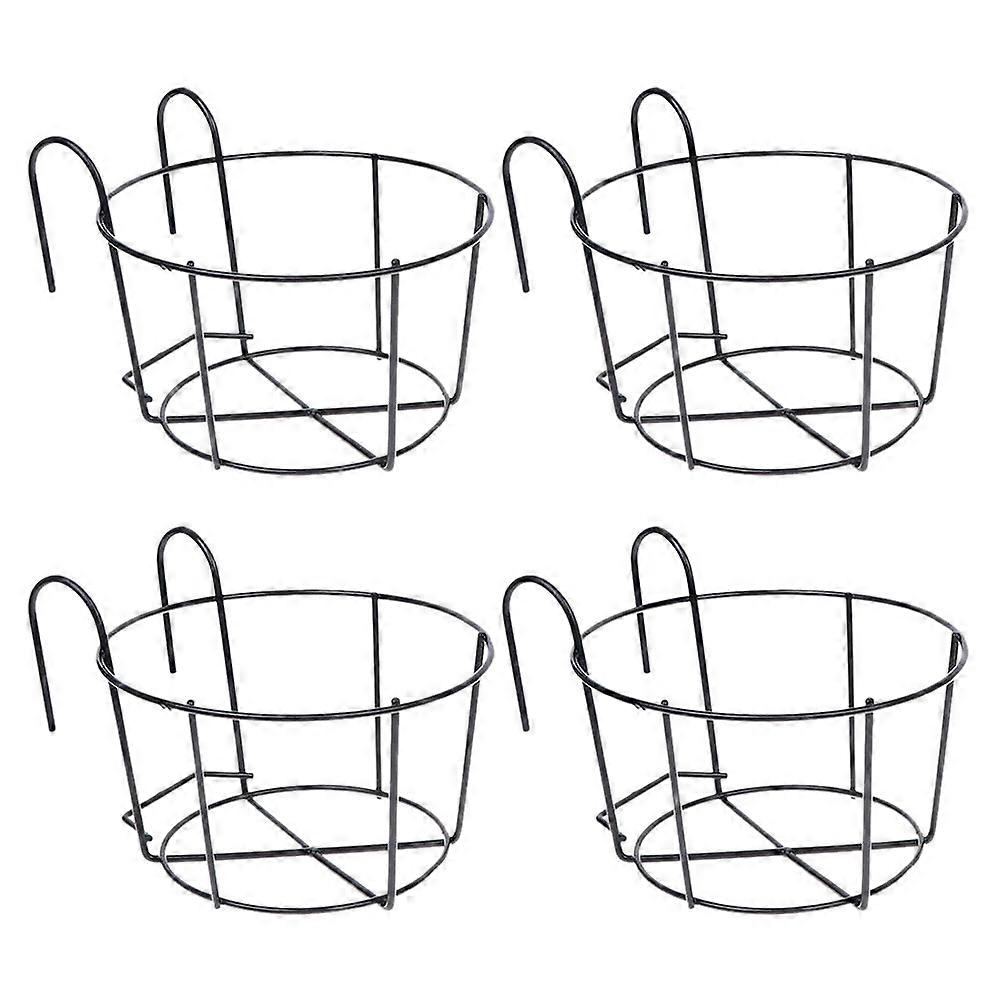 4Pcs Hanging Railing Planters Flower Pot Holders Plant Iron Racks Fence Metal Potted Stand Mounted Balcony Baskets Small