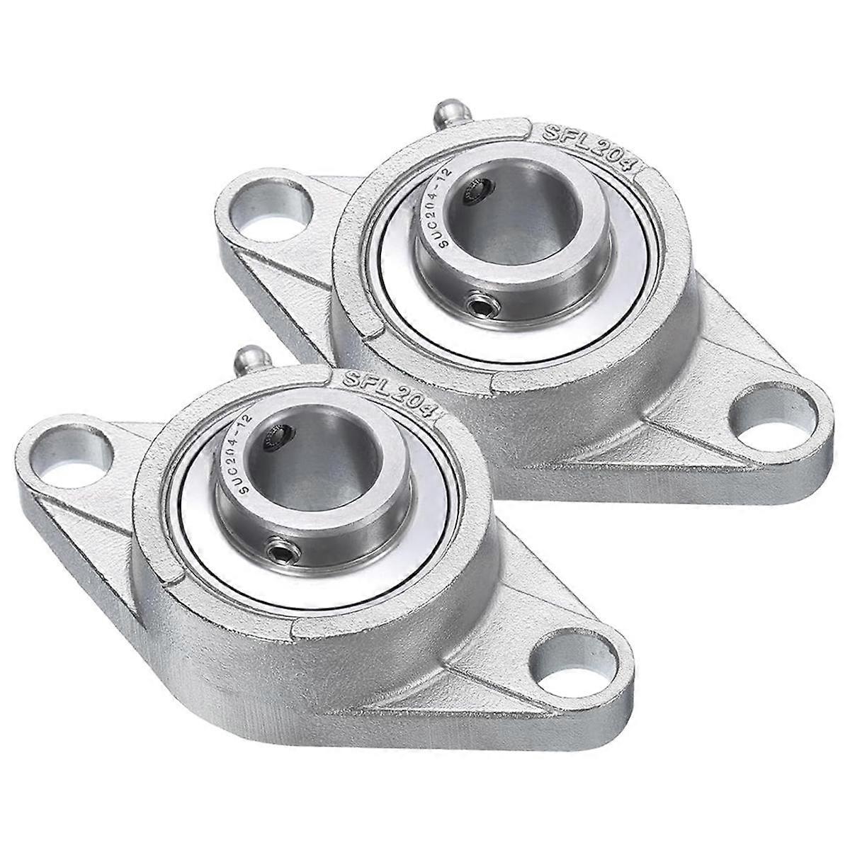 2 Pcs SUCFL204-12 Pillow Block Bearings 3/4 Inch Bore Self Alignment, Solid Cast Iron Base Mounted