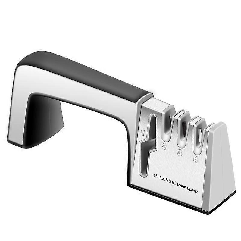 4 in 1 Knife Sharpener, Professional Knife Sharpener Sharpening Knife, Manual Knife Sharpener Sharpeners for Kitchen Knives, Scissors, Non-Slip Base