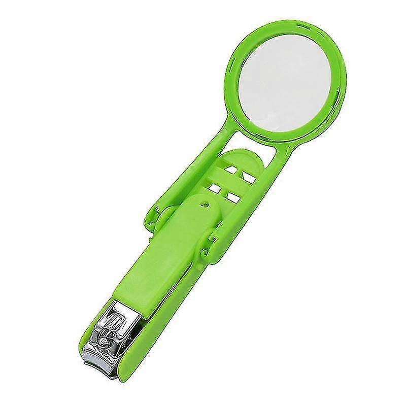 Portable Nail Clipper With Magnifying Glass Flip Magnifier Fingernail Cutter For Baby Old Man Finger Toe Manicure Pedicure Toolgreen