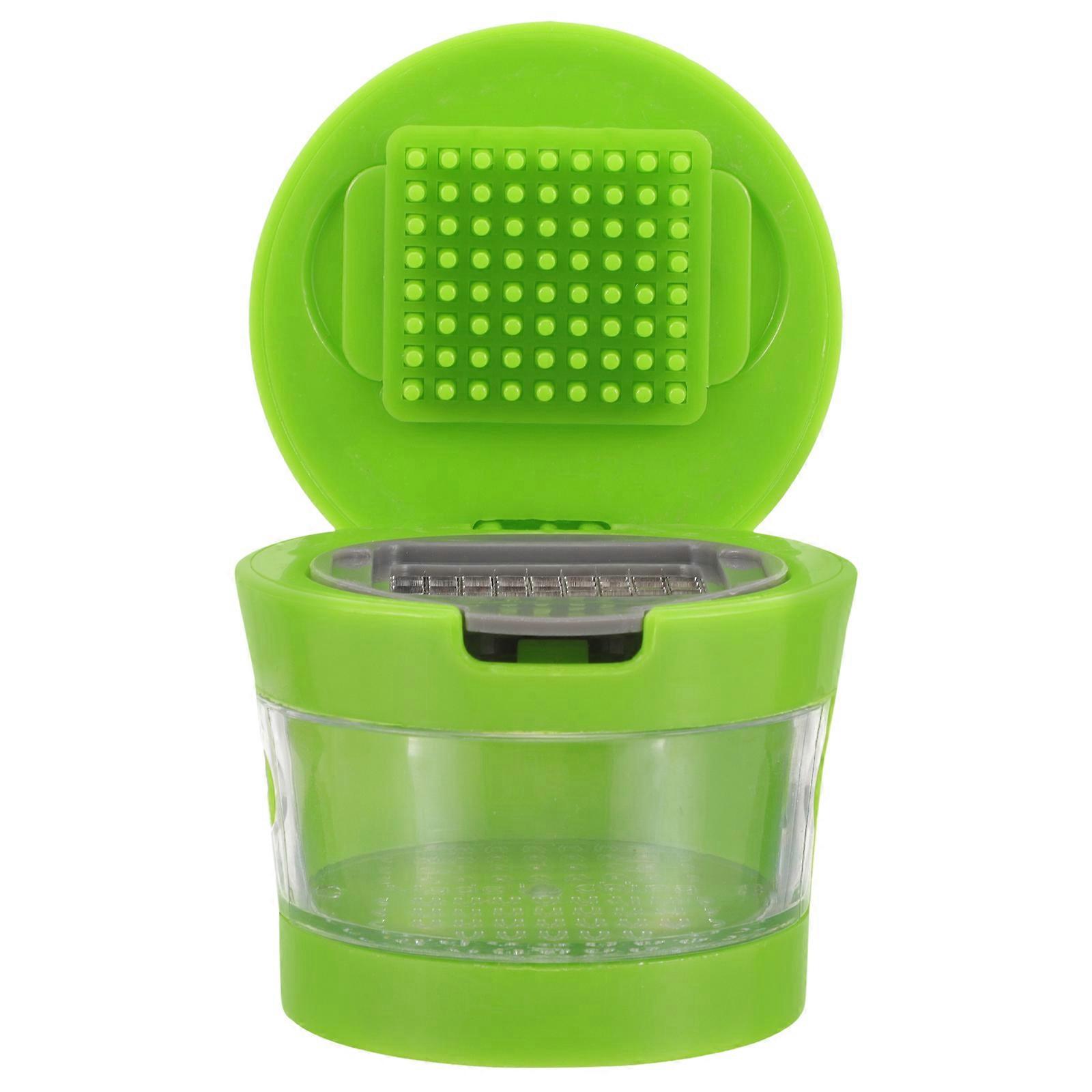 Garlic Press Chopper Slicer Hand Presser Grinder Crusher Practical Kitchen Tools (Green)