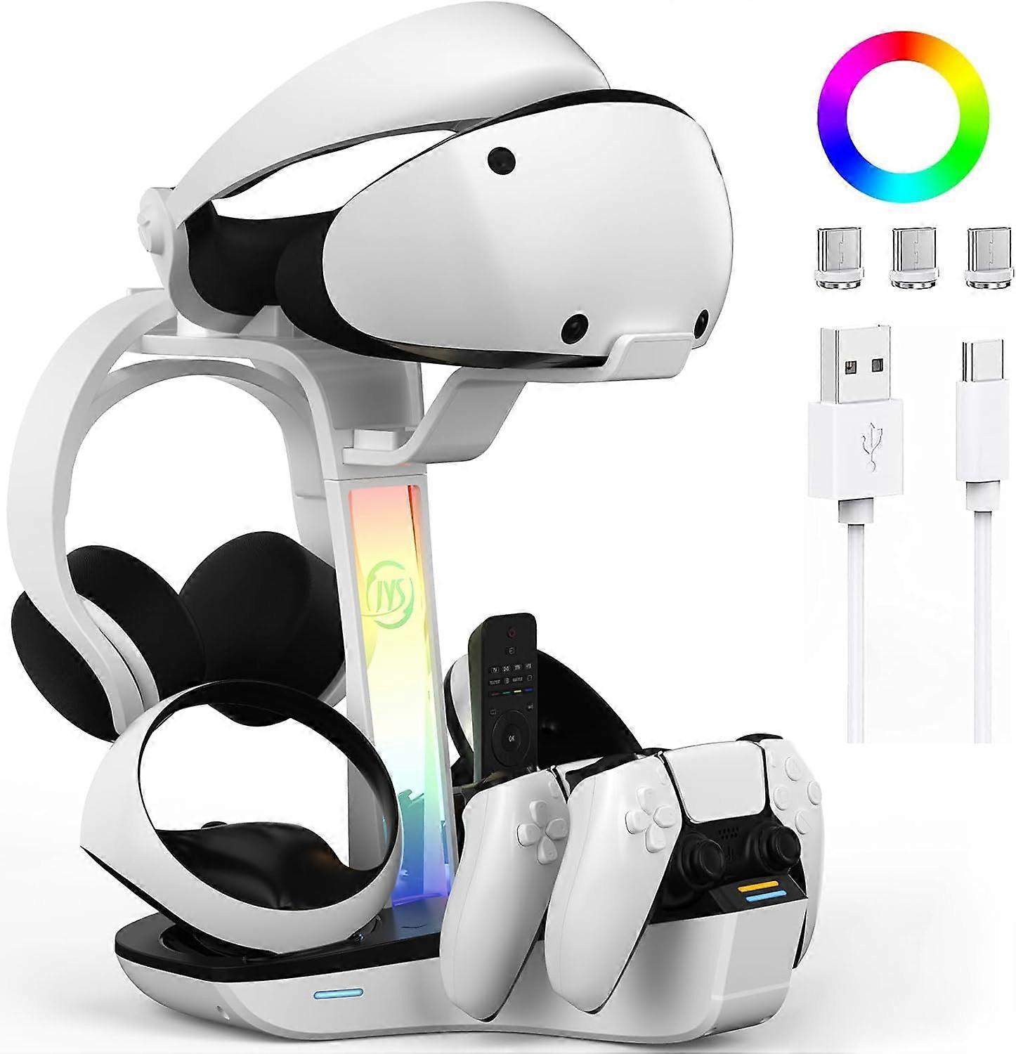 Ubiuo Supporto di ricarica PS VR2 per controller PS5 VR2, supporto di ricarica ad alta velocità, indicatore LED, supporto per cuffie VR