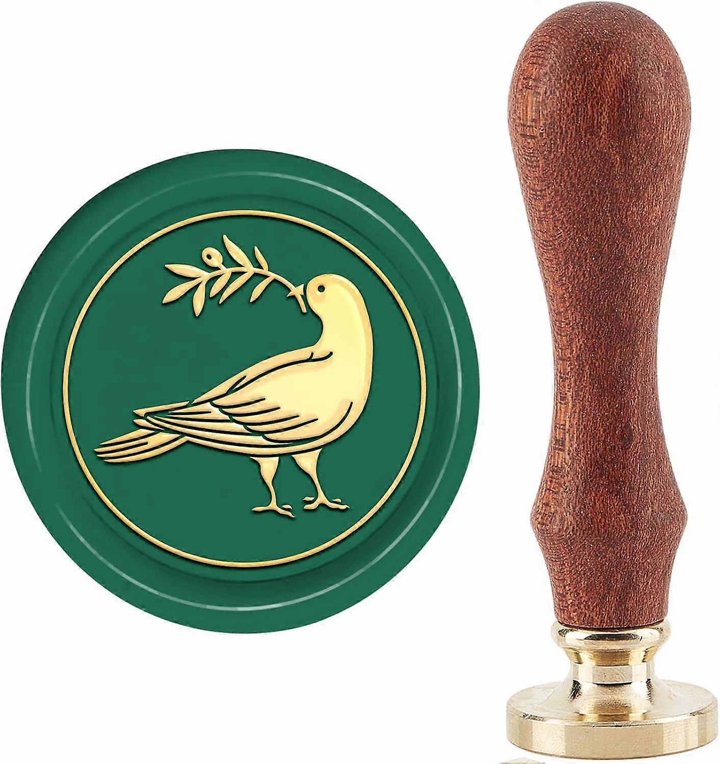 Brass Wax Seal Stamp with Handle for DIY Scrapbooking Pigeon Pattern 89x30mm DIY