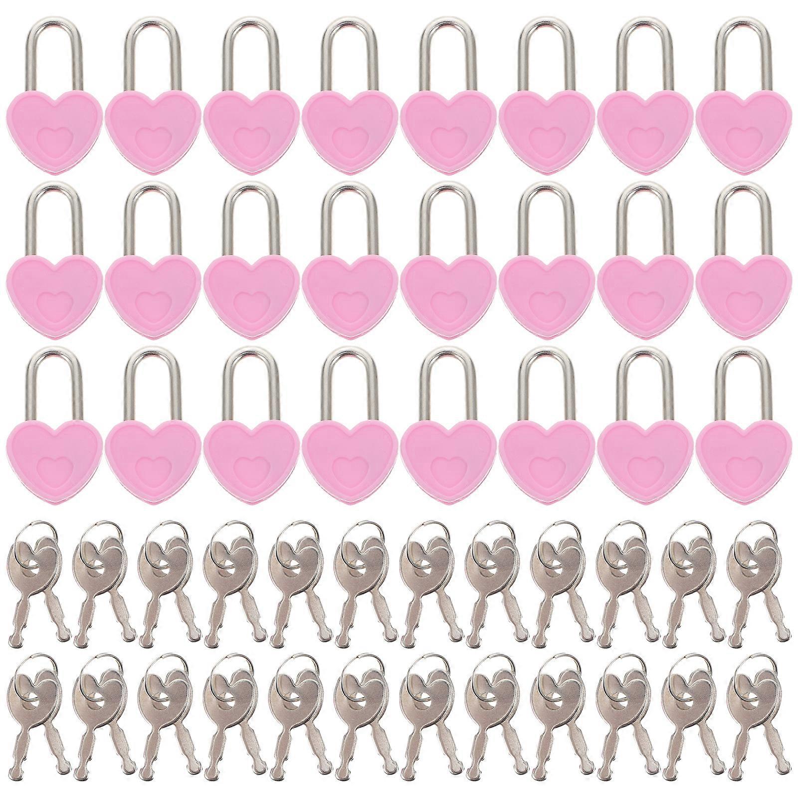 24pcs Small Metal Padlock Heart Shaped Padlock Mini Diary Book Lock with Keys