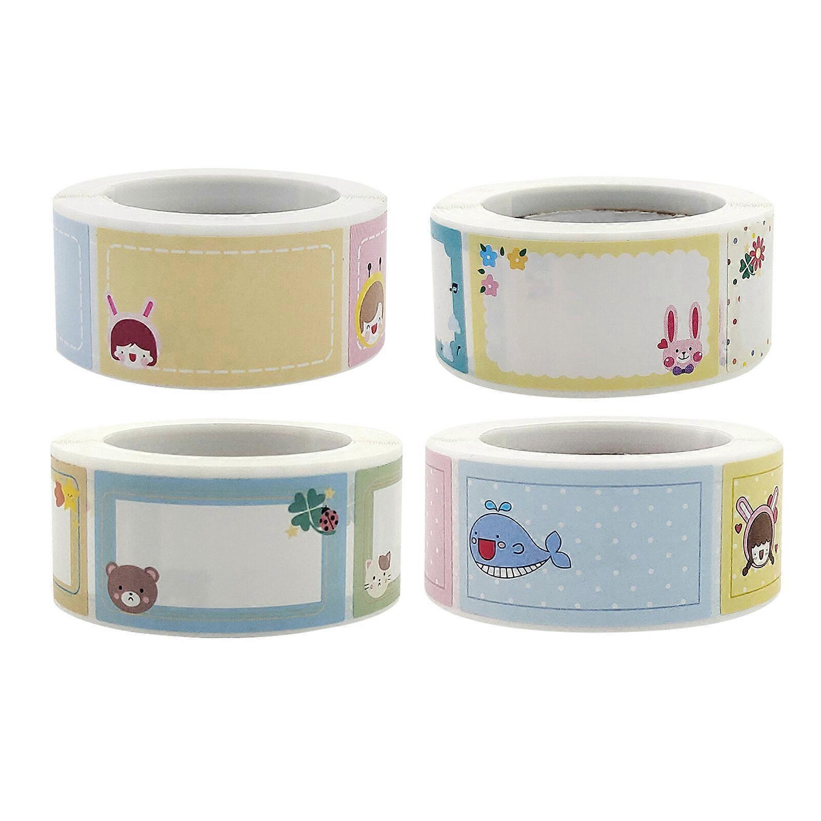 4 Rolls Kindergarten Handwritten Name Decals Cartoon Stickers Label Sorting Decal