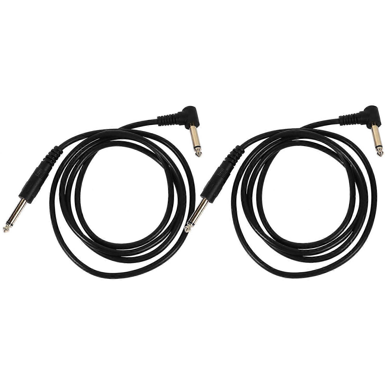 2pcs 1.5m Guitar Patch Cable 6.35mm Straight to Right Angle Instrument Cable