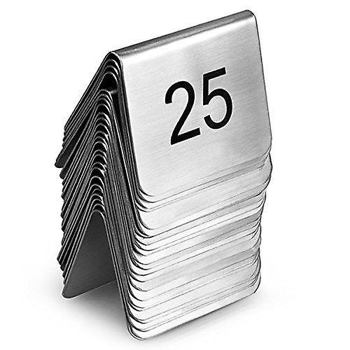 Stainless Steel Table Number Set 1-25 - Tent Style Table Number Stands For Restaurants And Cafes