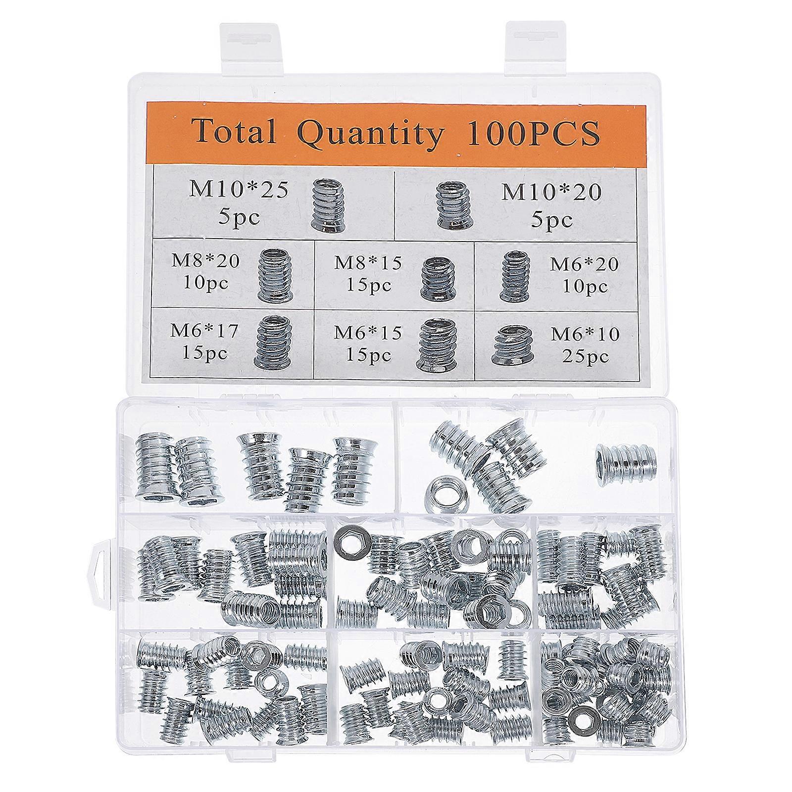 1 Set Threaded Insert Embedment Nut Threaded Bolt Fastener For Wood Furniture