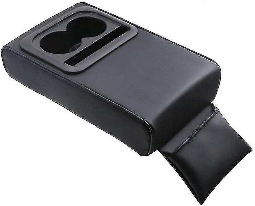Car Armrest Cushion, Universal Memory Pu Leather Car Center Console Armrest Pillow With Cup Holders And Storage Pocket, Center Console Storage Box Car