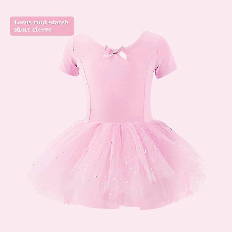 Kids Girls Cotton Gymnastikk Leotard Ballett Dress Kids Short Sleeve Dance Leotard Tutu Dancewear Ballerina Klær For jenter